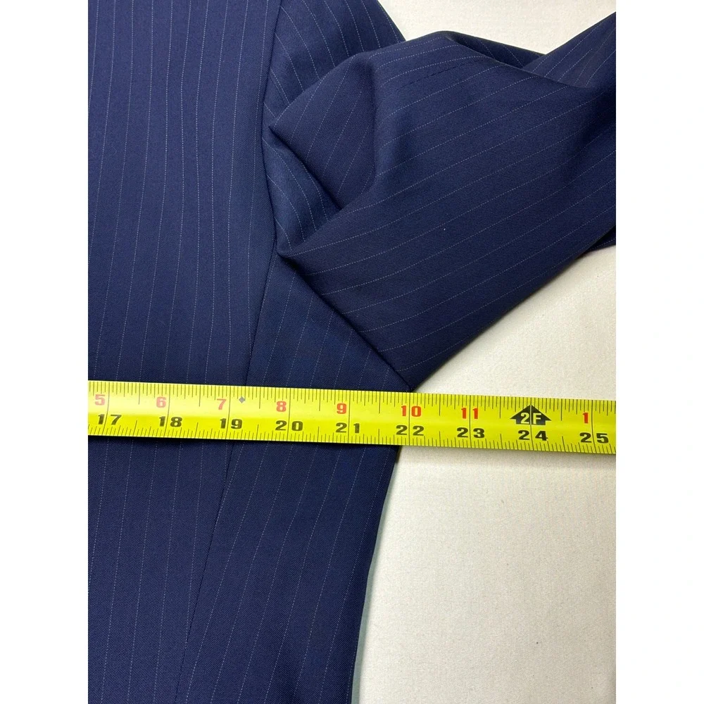 Banana Republic Marzotto Navy Blue Slim Fit 130's Pinstripe Wool Blazer Mens 42R